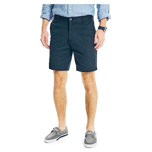 Nautica classic fit flat front stretch solid chino deck short pantaloncini casual, true navy, 35 w uomo