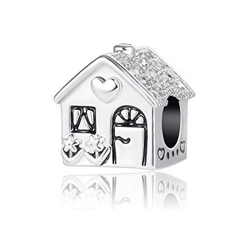 LSxAB charm happy family house compatibile con braccialetti pandora, rame, nessuna pietra preziosa