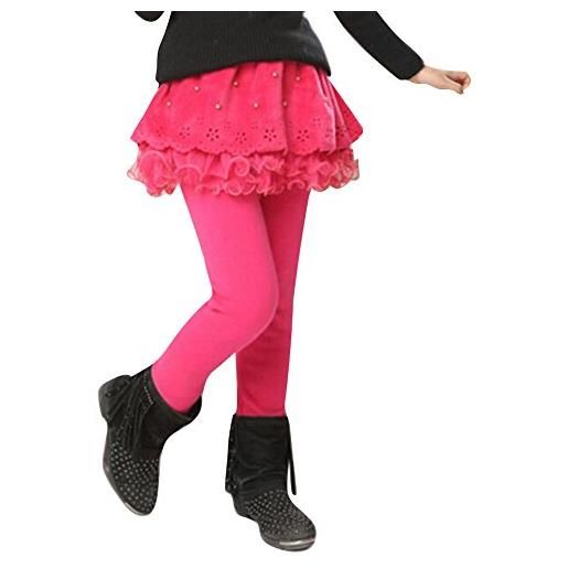 Mxssi leggings ragazze con gonna - pantaloni bambini legging lungo pantaloni danza primavera autunno inverno per 2-13 anni caffè marina militare blu rosa rosso