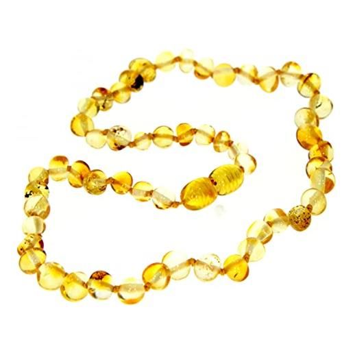 SilverAmber Jewellery - collana in ambra baltica - miele - lucida - perle di ambra genuina al 100% - massima qualità - dimensione: 70 cm - nbarhon70
