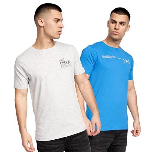 Crosshatch t-shirt, pentan/blu-grigio, l uomo