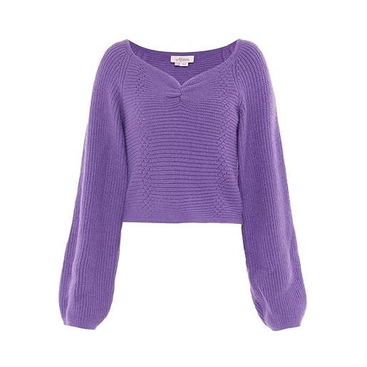 Aleva maglioncino da donna chic con scollo quadrato in maglia, taglia m/l, colore: viola maglione, lilla, m