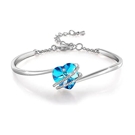 GEORGE · SMITH braccialetto da donna love story braccialetto classico in argento braccialetti da donna braccialetto di cristallo cuore blu regali di compleanno per lei