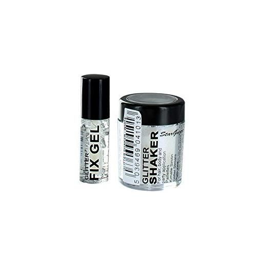 Stargazer loose glitter shaker for hair& body with glitter fix gel /glue-white