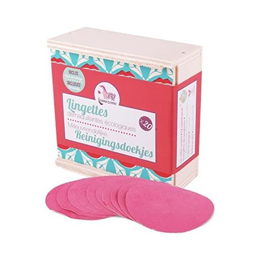 Lamazuna - confezione da 20 salviettine struccanti rosa lavabili con retina - tessuto ultra assorbente - ideale per pelli sensibili - riutilizzabili 300 volte - diametro 8cm