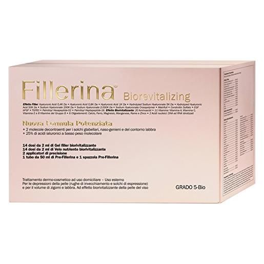 Fillerina labo fillerina biorevitalizing trattamento effetto filler nuova formula potenziata pre-Fillerina+filler gel+velo nutriente grado 5 bio