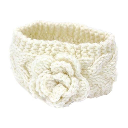 TININNA inverno caldo fiori lavorato a maglia cable knit fascia per capelli accessori per capelli copricapo hairband cerchietti turbante per le bambino bianco
