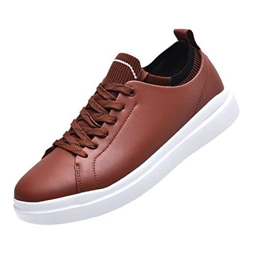 Wryweir scarpe casual da uomo lace up scarpe basse leggere scarpe basse basse basse walking moda trainer, marrone scuro , 40 eu