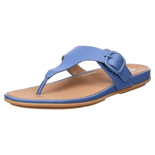 Fitflop gracie rubber-buckle leather toe-post sandals, infradito donna, sail blue ft9 a80, 36 eu