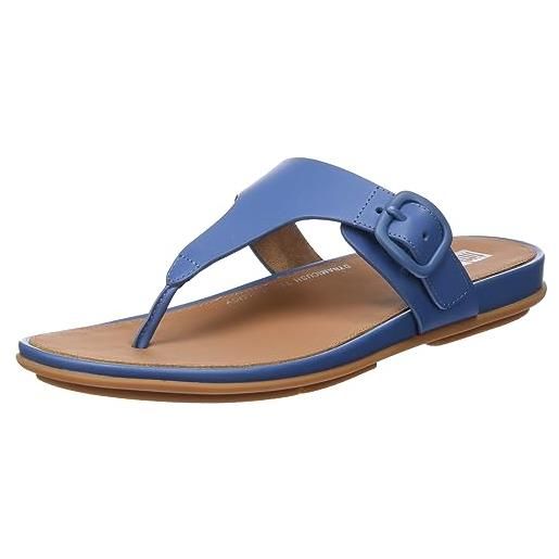 Fitflop gracie rubber-buckle leather toe-post sandals, infradito donna, sail blue ft9 a80, 36 eu