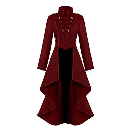 NHNKB abito medievale da donna guerriero vampiro, abbigliamento da donna gotico, abbigliamento per halloween, cosplay, giacca da donna steampuk, pizzo carnevale, corsetto con bottoni, giacca da donna, 