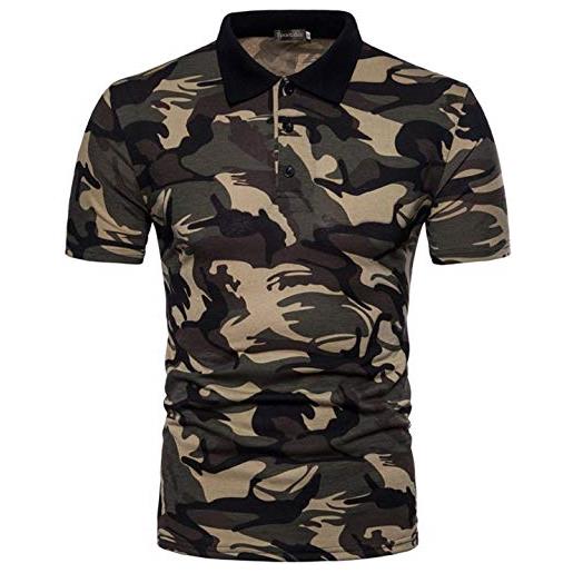 Huixin camicie polo da uomo camicie maniche corte estate casual skinny camouflage magliette polo moda basic slim fit sport (color: coffee, size: xl)