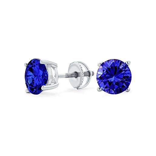 Bling Jewelry 1.5ct blu rotondo cubic zirconia taglio brillante aaa cz solitario orecchini a perno zaffiro simulato. 925 argento sterling indietro a vite 8mm