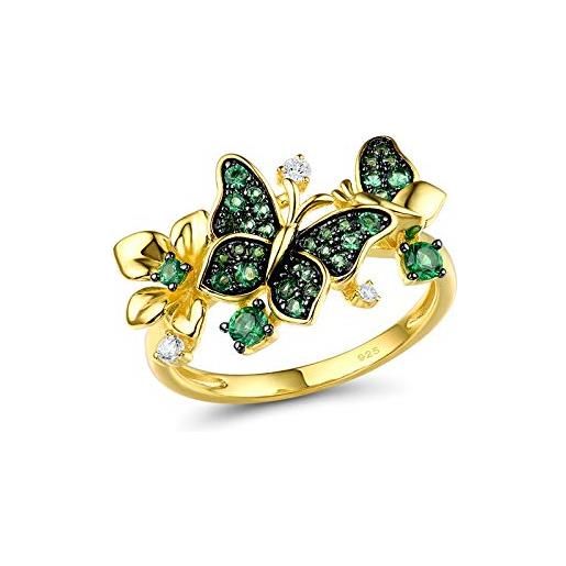 Santuzza anello a farfalla in argento sterling 925 con stella di spinello verde per le donne, metallo, zirconia cubica