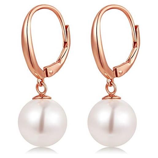 jiamiaoi orecchini argento 925 donne orecchini perle in oro rosa, orecchini a cerchio argento orecchini perle d'acqua dolce orecchini in oro bianco