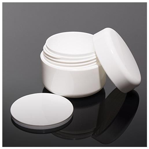 RM Beautynails vasetto a doppia parete per cosmetici, bianco, vuoto, capacità 5 ml