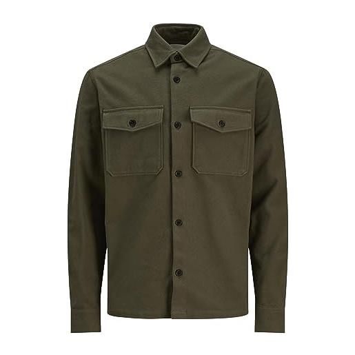 JACK & JONES jprroy solid-maglietta oversize l/s sn camicia casual, foglia d'uva/vestibilità: vestibilità comoda, xl uomo