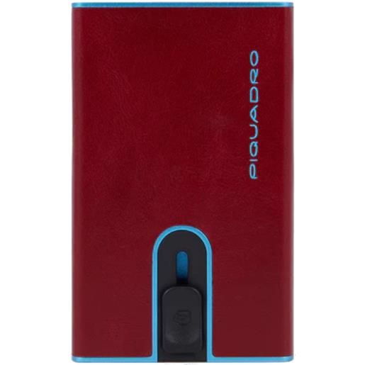 Piquadro blue square portafogli compact wallet, 5+1 cc, pelle rosso