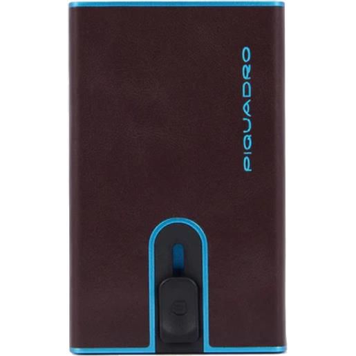Piquadro blue square portafogli compact wallet, 5+1 cc, pelle viola blu