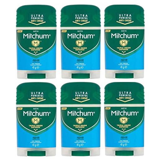 Mitchum men 48 hours protection ice fresh oxygen stick, 41 g, confezione da 6