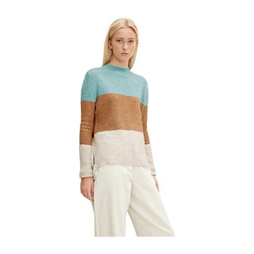 TOM TAILOR Denim le signore maglione lavorato a maglia 1033553, 30618 - reef blue colorblock, xs