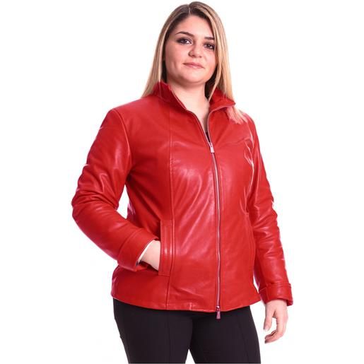 D'Arienzo giacca in pelle rossa taglie forti nappa effetto liscio D'Arienzo