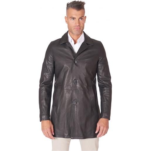 D'Arienzo cappotto in pelle nera nappa effetto liscio collo giacca D'Arienzo