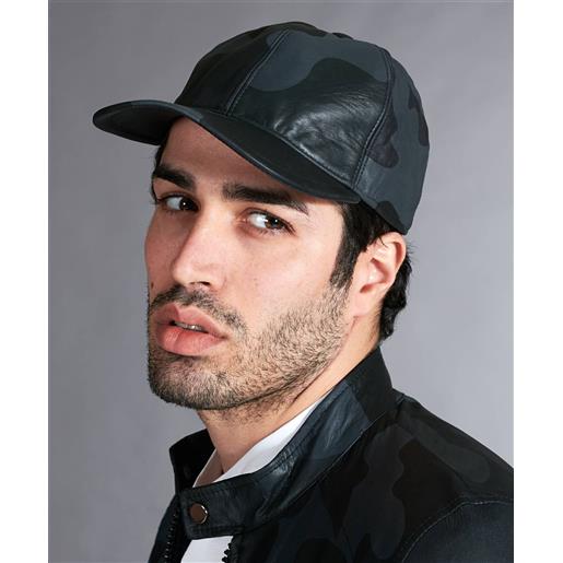 D'Arienzo cappello baseball in pelle nera mimetico unisex berretto strappo regolabile D'Arienzo