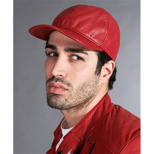 D'Arienzo cappello baseball in pelle rosso unisex berretto strappo regolabile D'Arienzo