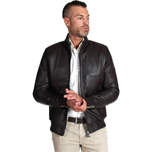 Giacca in pelle tipo bomber da uomo nera Denley 3A66