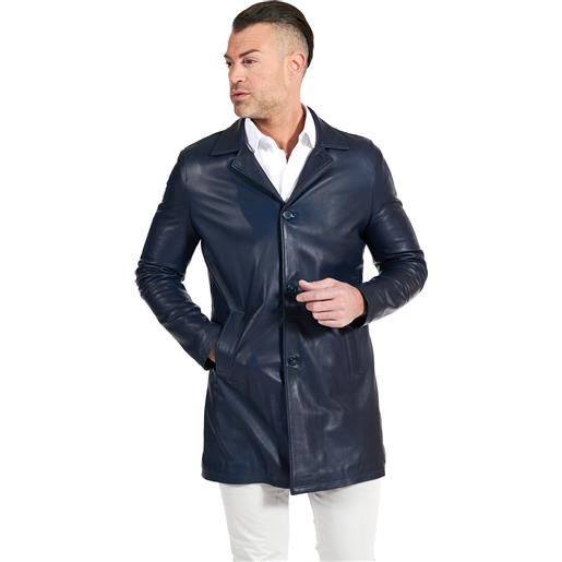 D'Arienzo cappotto in pelle blu effetto liscio collo giacca D'Arienzo