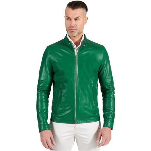 D'Arienzo giacca in pelle naturale verde effetto liscio D'Arienzo