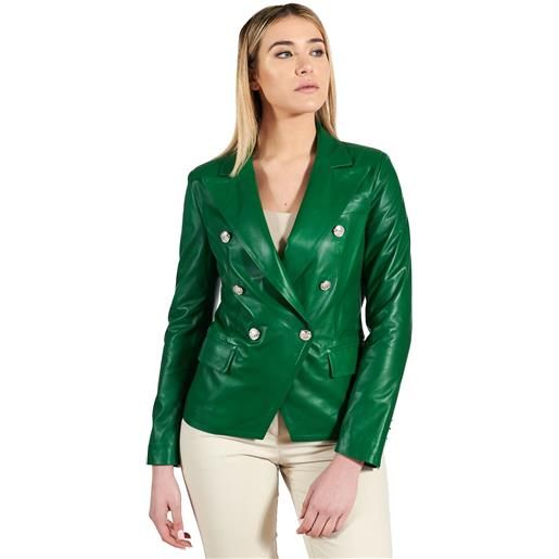 D'Arienzo giacca blazer doppio petto in pelle naturale verde D'Arienzo
