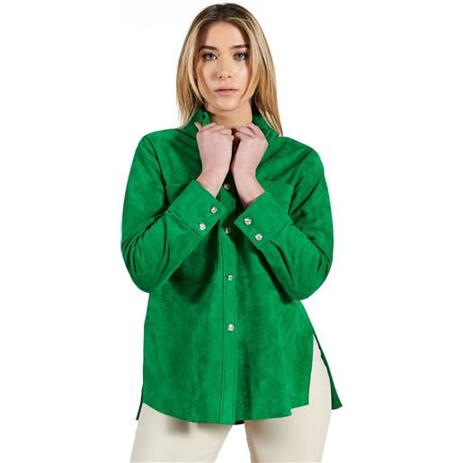 D'Arienzo camicia in pelle scamosciata verde vestibilità over D'Arienzo