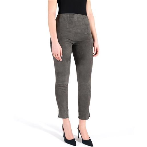 D'Arienzo leggings in pelle scamosciata elasticizzata colore grigio D'Arienzo