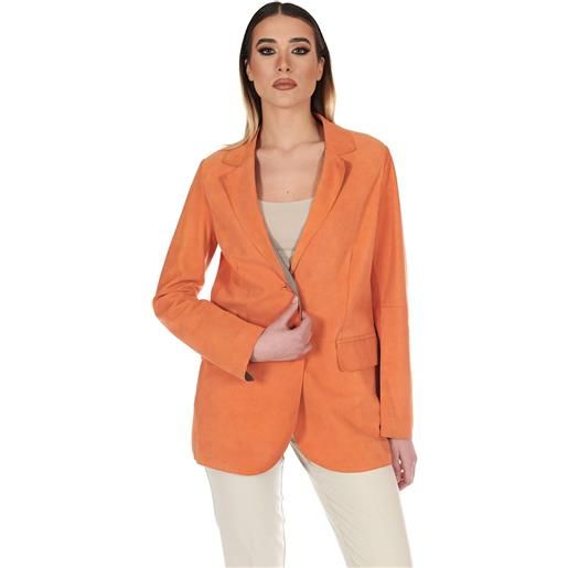 D'Arienzo giacca blazer in pelle scamosciata colore arancione D'Arienzo