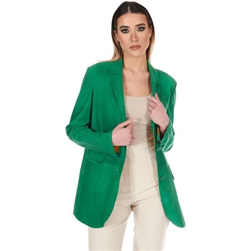 D'Arienzo giacca blazer in pelle scamosciata colore verde D'Arienzo