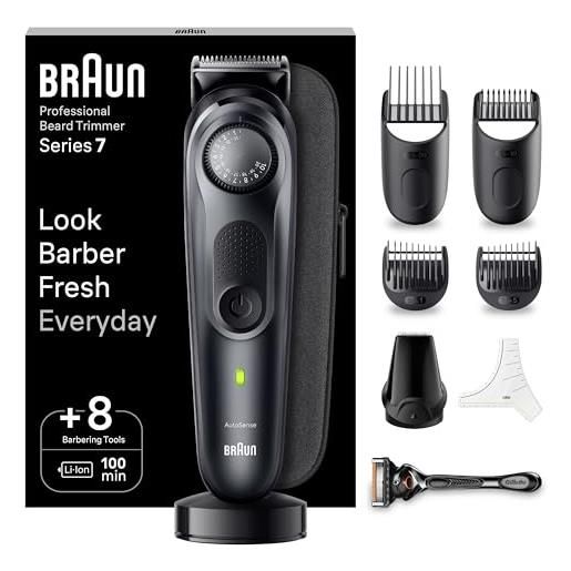 Braun series 7 rasoio elettrico barba con lama barba problade, regolabarba uomo 40 lunghezze, accessori da barbiere, base di ricarica, custodia, idea regalo, bt7441 nero elettrico