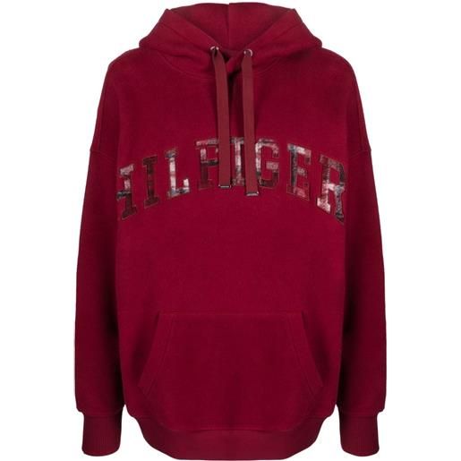 Tommy Hilfiger felpa con stampa tartan - rosso