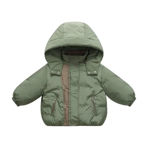 L9WEI cardigan zip cappotto per giacca imbottita a maniche lunghe in cotone solido spesso caldo invernale per bambini e bambine felpa colorata (green, 3-4 years)