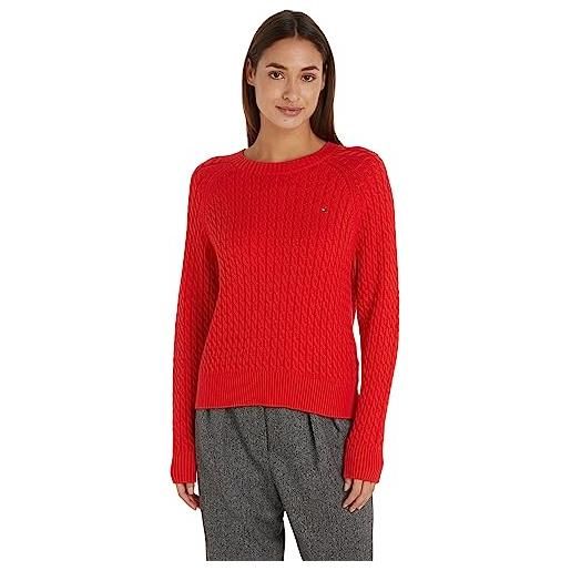 Tommy Hilfiger pullover donna c-neck pullover in maglia, rosso (fireworks), 3xl