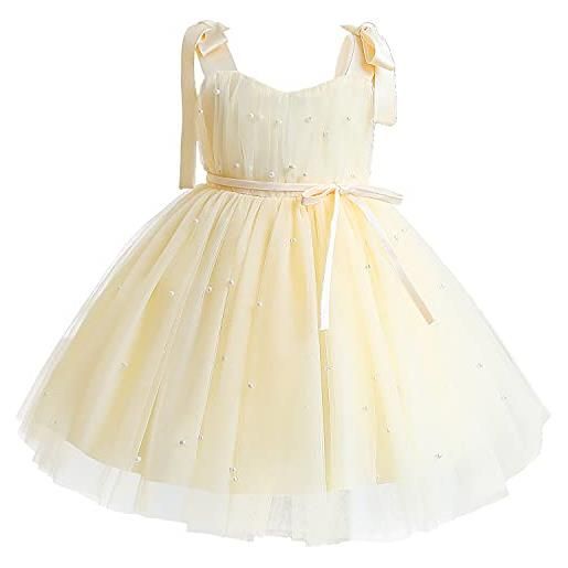 TTYAOVO bambino ragazza tutu principessa vestito bambino piccolo festa palla abito taglia 120(4-5 anni) 748 giallo