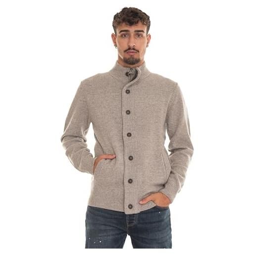 Barbour maglione con bottoni zip e toppa mkn0731st16 colore stone taglia xl