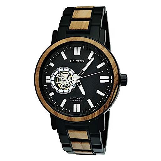 Holzwerk Germany Orologio Automatico Uomo In Legno E Acciaio - Quadrante Naturale Unico - Bracciale Regolabile - Edizione Limitata