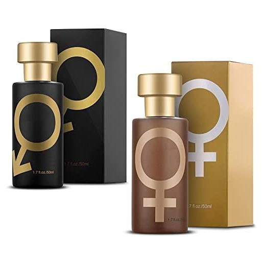 KRRHUEO 1.76oz golden lure perfume, golden lure pheromone perfume, lure her cologne for men, long lasting fragrance, to attract men for women (1set)
