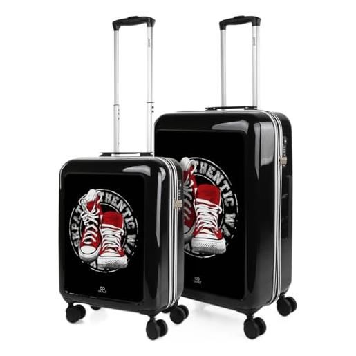 SKPAT - set valigia media e valigia bagaglio a mano. Set valigie rigide per viaggi aereo - set trolley valigia rigida - set valigie rigide con lucchetto 133600, walk