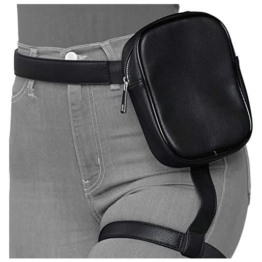 Otcmuky coscia imbracatura gamba borsa marsupio per le donne in pelle marsupio sacchetto gamba goccia per escursioni all'aperto ciclismo equitazione, nero , elegante borsa da gamba