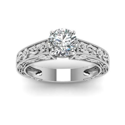 JewelryGift anello solitario vintage argento sterling creato zirconia cubica rotondo forma anelli di fidanzamento solitario nessuna impostazione taglia 59 i regali