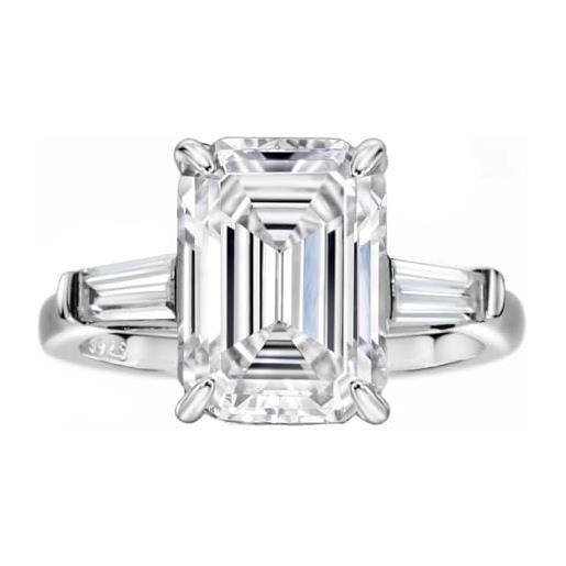 michooyel s925 4 carati taglio smeraldo cubico con zirconi cubici (g, vvs), anelli di fidanzamento per donne, anelli di nozze in argento sterling, gioielli da sposa da donna, 59.5(19), gemma, zirconia