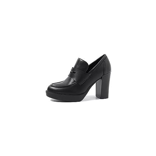QUEEN HELENA tronchetti scarpe con plateau con tacco casual eleganti donna x29-111 (x29-112 nero, 37)